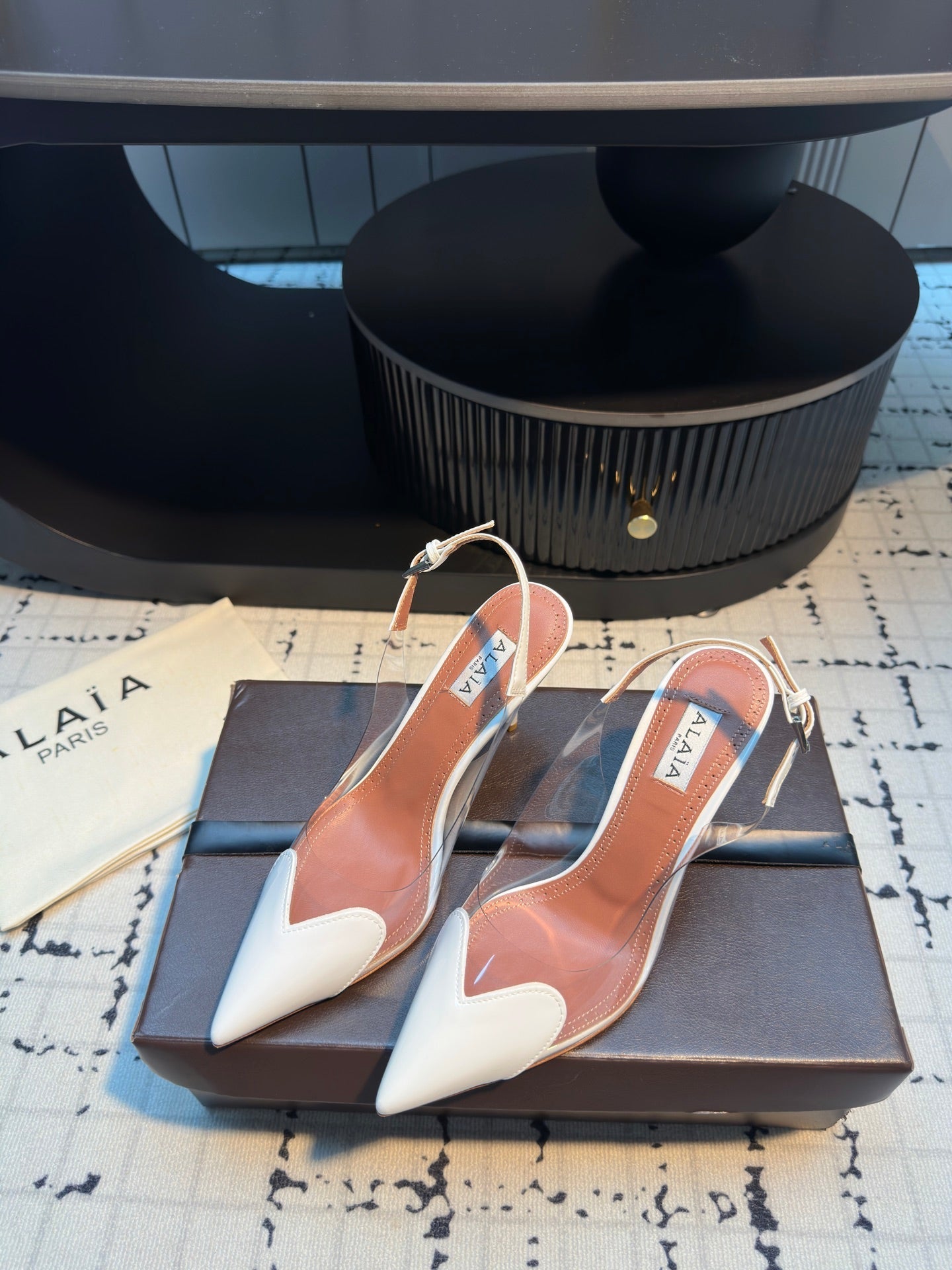 ALAIA HIGH SLINGBACK 25S 90 MM IN WHITE CALFSKIN