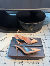 ALAIA HIGH SLINGBACK 25S 90 MM IN BEIGE CALFSKIN