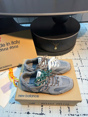 MIUMIU 26S RUNNING SNEAKERS IN GREY SUEDE AND MESH RUBBER SOLE