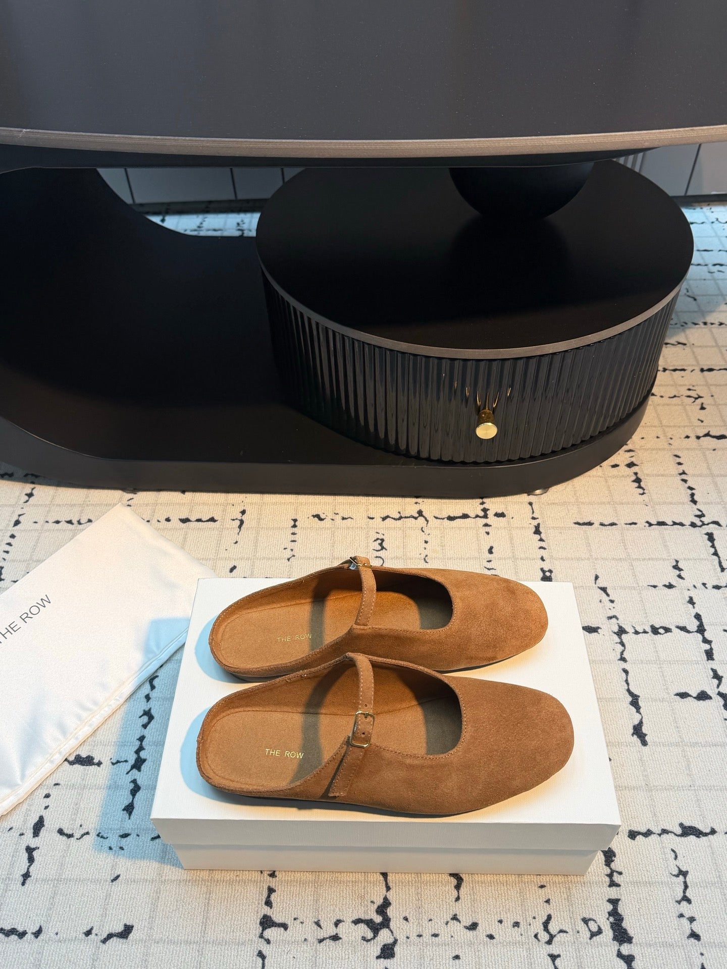 THE ROW 26S MARY JANE MULES 20MM IN CARAMEL BROWN SUEDE