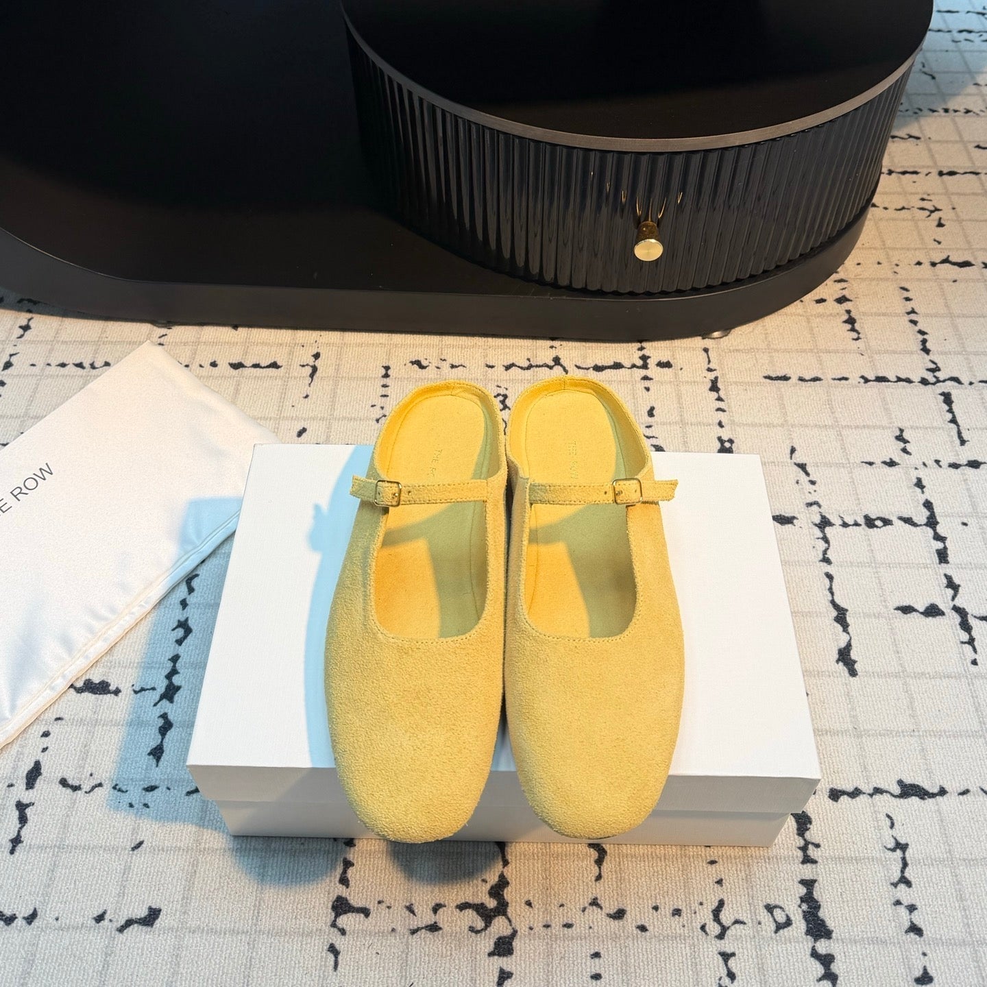 THE ROW 26S MARY JANE MULES 20MM IN YELLOW SUEDE
