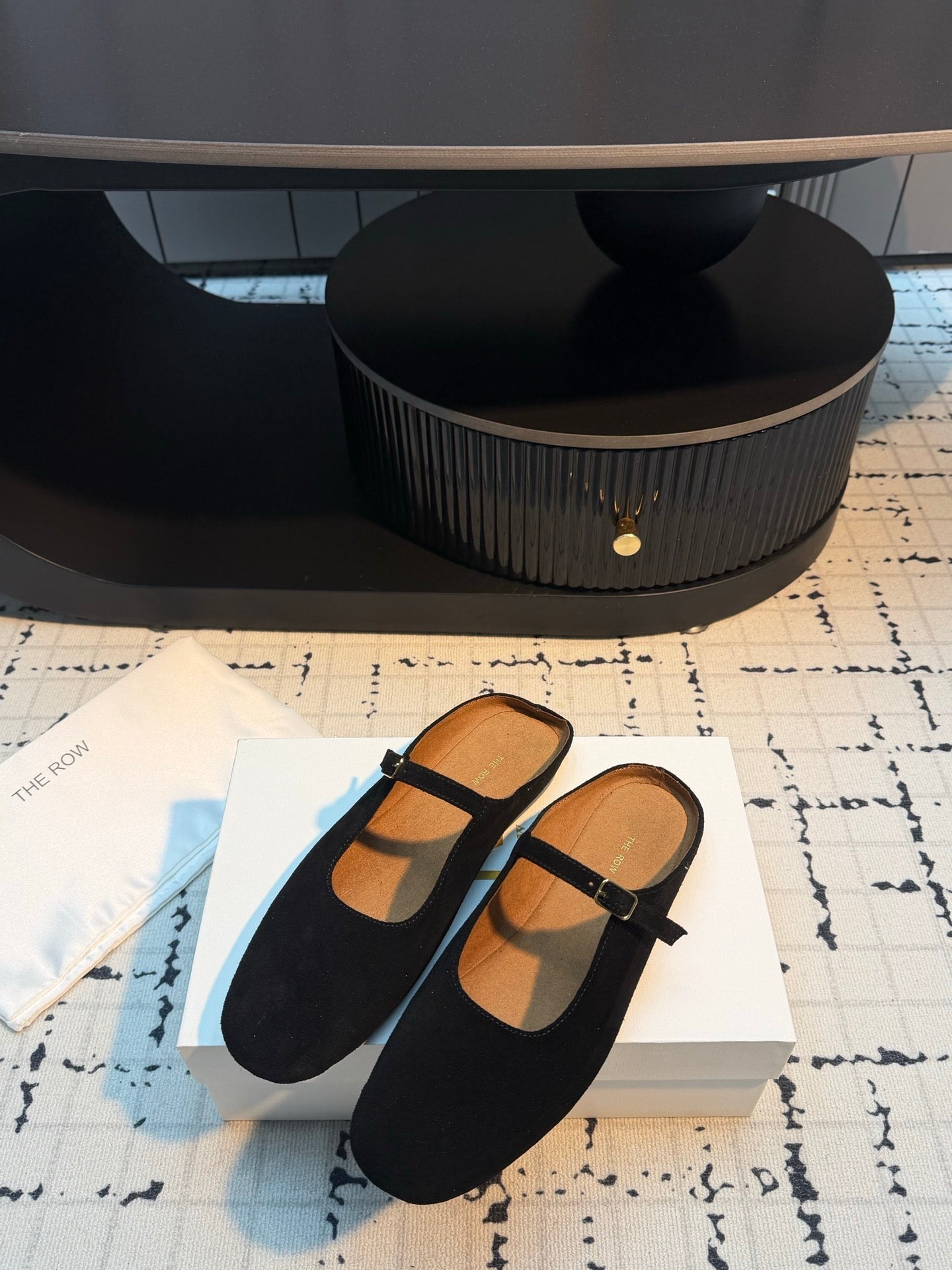 THE ROW 26S MARY JANE MULES 20MM IN BLACK SUEDE
