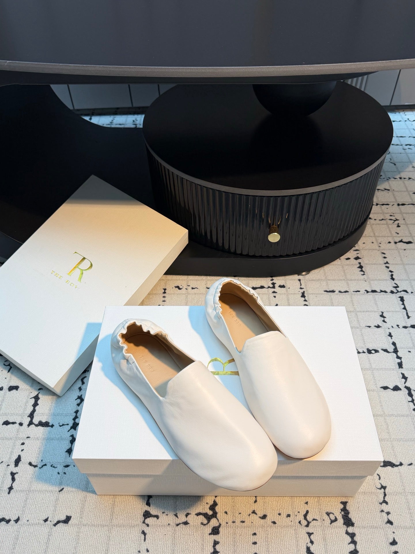 THE ROW 26S LOAFERS IN WHITE CALFSKIN