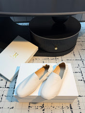 THE ROW 26S LOAFERS IN WHITE CALFSKIN