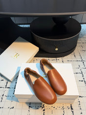 THE ROW 26S LOAFERS IN CARAMEL BROWN CALFSKIN