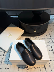 THE ROW 26S LOAFERS IN BLACK CALFSKIN