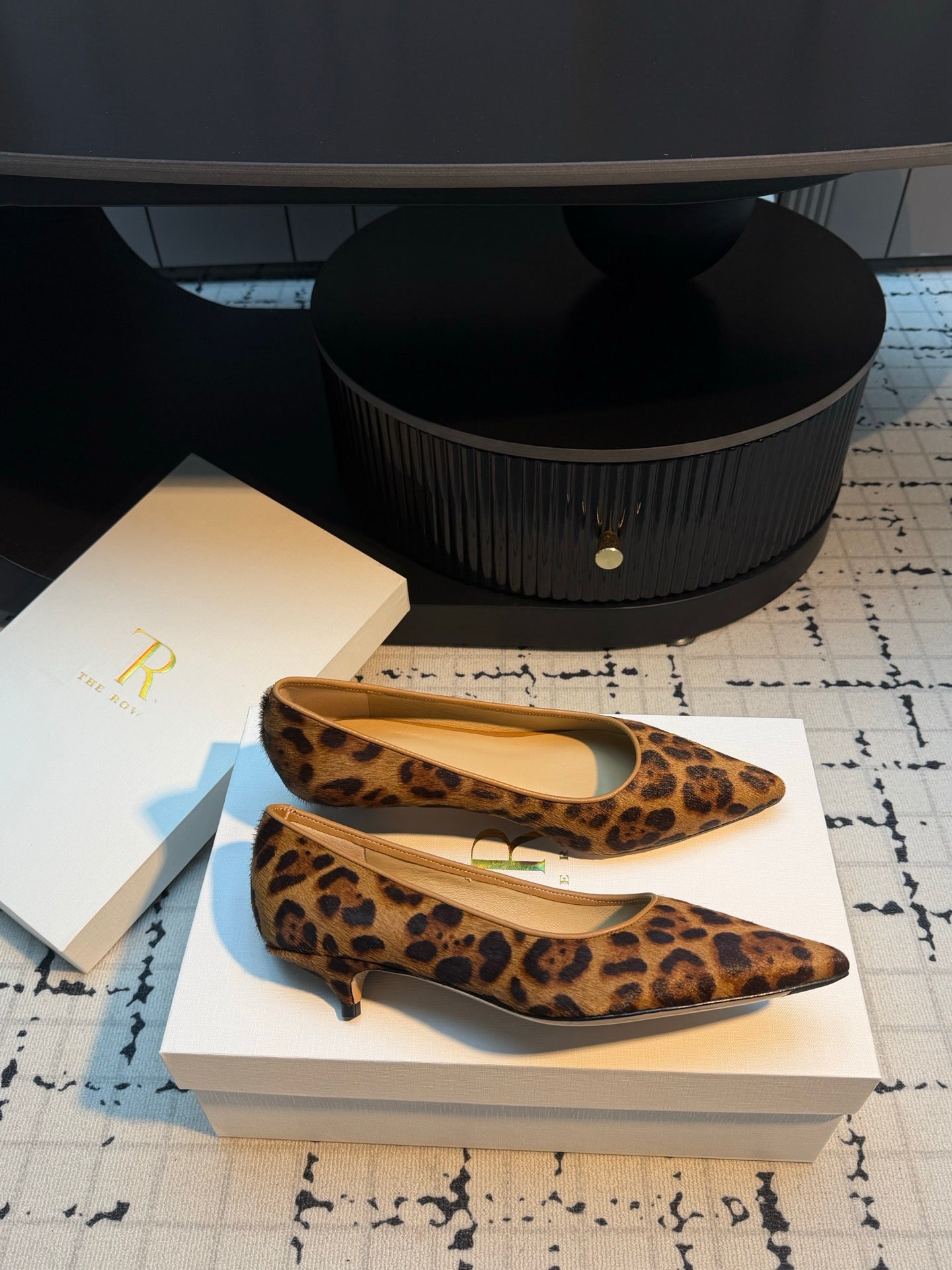 THE ROW 26S POINTED TOE HIGH HEELS 35MM IN BROWN SPOTTED CALF HAIR