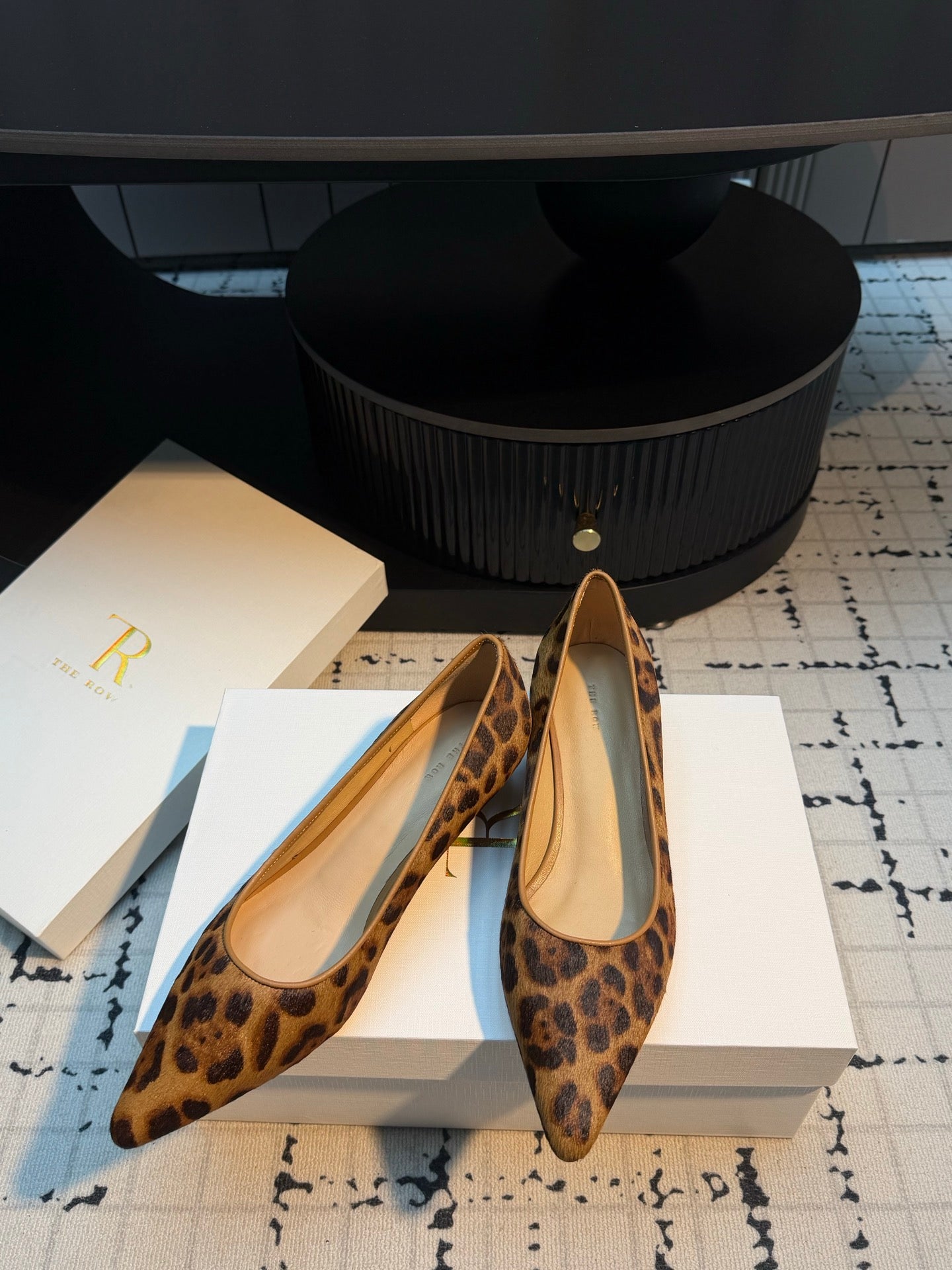 THE ROW 26S POINTED TOE HIGH HEELS 35MM IN BROWN SPOTTED CALF HAIR