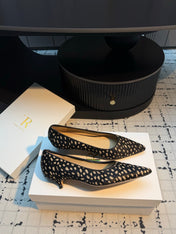 THE ROW 26S POINTED TOE HIGH HEELS 35MM IN BLACK SPOTTED CALF HAIR