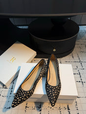 THE ROW 26S POINTED TOE HIGH HEELS 35MM IN BLACK SPOTTED CALF HAIR
