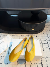 THE ROW 26S CLASSIC BALLET FLATS IN YELLOW VELVET
