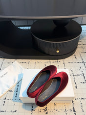 THE ROW 26S CLASSIC BALLET FLATS IN DARK RED VELVET