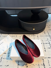 THE ROW 26S CLASSIC BALLET FLATS IN DARK RED VELVET