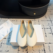 THE ROW 26S CLASSIC BALLET FLATS IN IVORY WHITE CALFSKIN