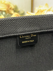 DIOR 26S BOOK TOTE BAG 42 IN BLACK EMBROIDERED LETTERING FABRIC