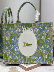 DIOR 26S BOOK TOTE BAG 42 IN  MUTICOLOR BAYADERE FABRIC
