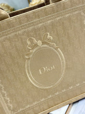 DIOR 26S BOOK TOTE BAG 42 IN BEIGE BAYADERE FABRIC