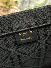 DIOR 26S BOOK TOTE BAG 42 IN BLACK BAYADERE FABRIC
