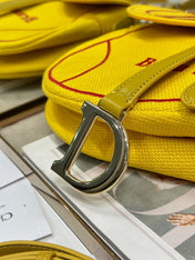 DIOR 26S SADDLE BAG 25 IN YELLOW WOVEN FABRIC