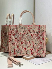 DIOR 26S LARGE BOOK TOTE 42 IN LIGHT BEIGE WOVEN FABRIC STYLE 2