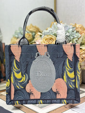DIOR 26S MINI BOOK TOTE 26 IN MULTICOLOR WOVEN FABRIC
