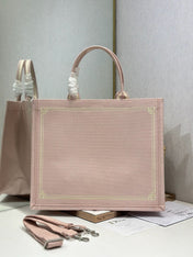 DIOR 26S LARGE BOOK TOTE 42 IN LIGHT PINK WOVEN FABRIC