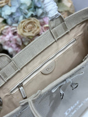 DIOR 26S LARGE BOOK TOTE 42 IN BEIGE WOVEN FABRIC