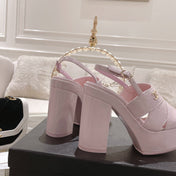 sandals pink patent crumpled lambskin