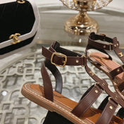 CLEA TRIOMPHE GLADIATOR SANDAL IN CHOCOLATE BROWN CALFSKIN - VEGETAL TANNING