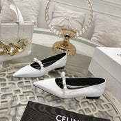 SUZY POINTY TOE BALLERINA IN WHITE PATENT CALFSKIN