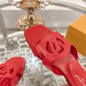 ISOLA FLAT SLIDE IN CHERRY RED CALFSKIN