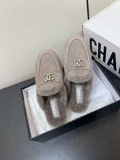 LOAFERS MULE IN DESERT BROWN SUEDE AND FLEECE LINING