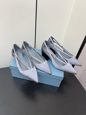 CUT-OUT BALLERINA FLAT IN WARM GRAY SATIN ATTACHED BEAD BUCKLE