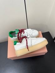 THICK-SOLED RETRO SNEAKERS IN WHITE MIX GREEN SMOOTH LAMBSKIN