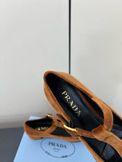 BOW MARY JANE PUMPS WITH T-STRAP IN BRONZE BROWN VELVET
