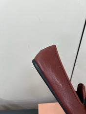 LOAFERS WITH BOW IN RED BROWN SHEEPSKIN