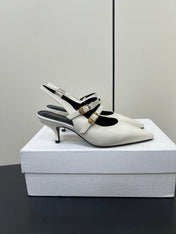 JUDY DOUBLE STRAP MARY JANE SLINGBACK IN WHITE PATENT CALFSKIN