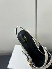 JUDY DOUBLE STRAP MARY JANE SLINGBACK IN WHITE PATENT CALFSKIN