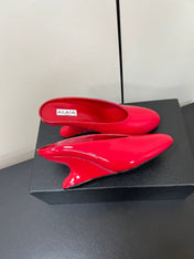 ALAIA WEDGE MULES 25S IN RED LAMBSKIN
