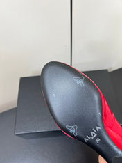 ALAIA WEDGE MULES 25S IN RED LAMBSKIN