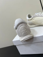 CELINE 25S RACER FORREST GUMP SNEAKERS IN IVORY AND GRAY MERCERIZED CALFSKIN
