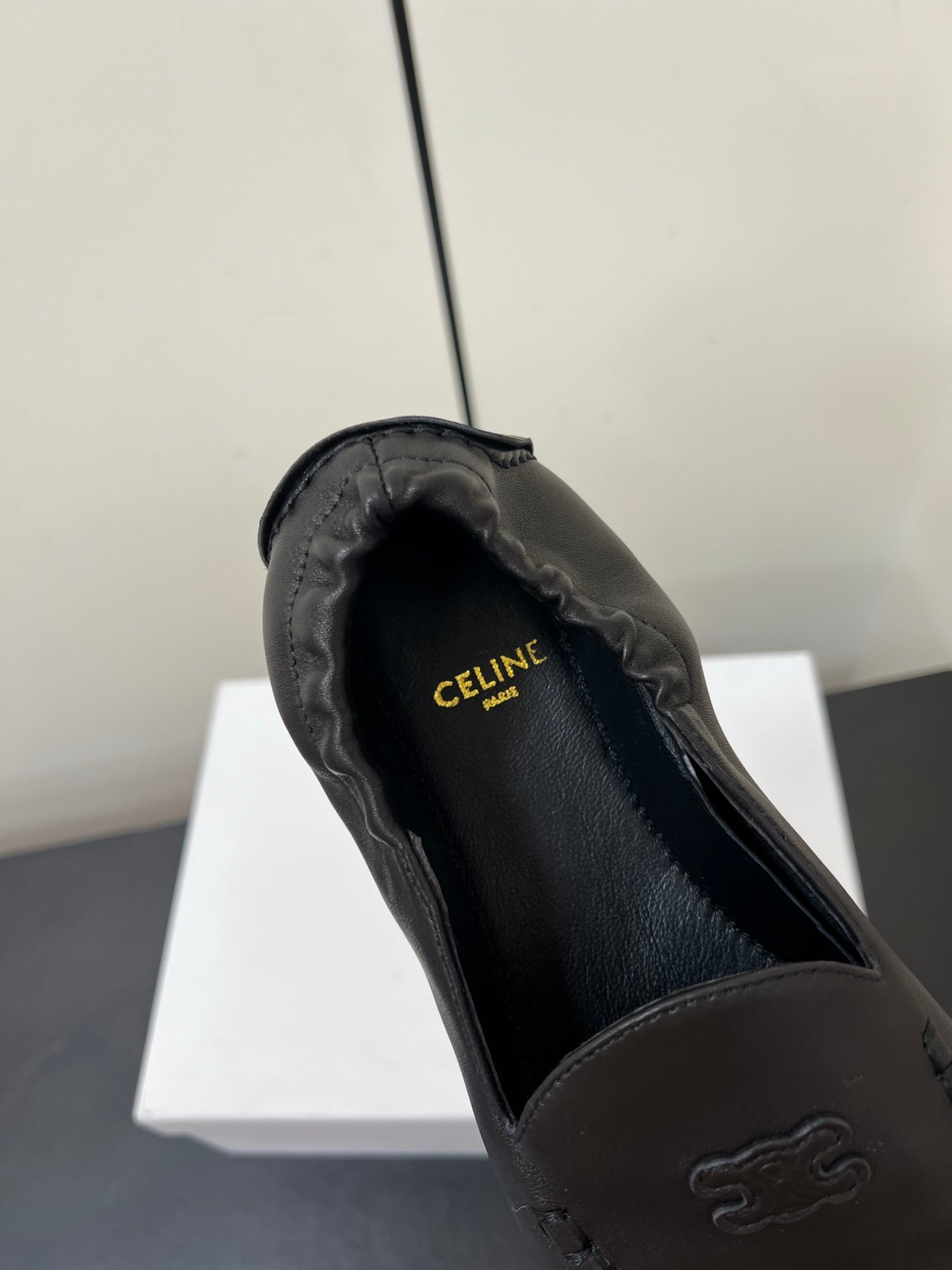 CELINE 26S MAILLON TRIOMPHE LOAFER IN BLACK SOFT CALFSKIN