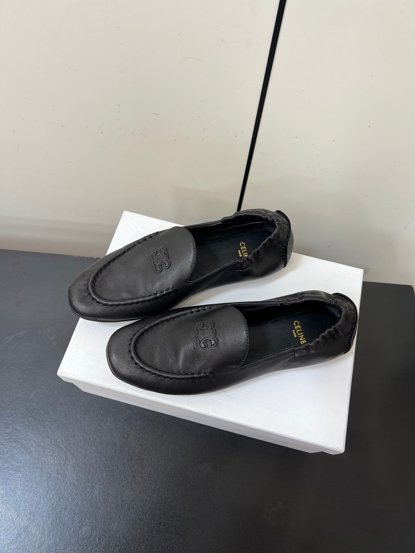 CELINE 26S MAILLON TRIOMPHE LOAFER IN BLACK SOFT CALFSKIN