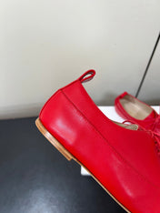 CELINE 26S MINIMAL LACE-UP SHOES IN RED CALFSKIN