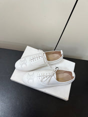 CELINE 26S MINIMAL LACE-UP SHOES IN WHITE CALFSKIN