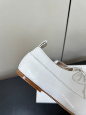 CELINE 26S MINIMAL LACE-UP SHOES IN WHITE CALFSKIN