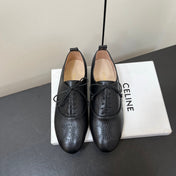 CELINE 26S MINIMAL LACE-UP SHOES IN BLACK CALFSKIN