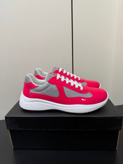 PRADA 26S SNEAKERS IN PINK PATENT CALFSKIN AND WHITE MESH
