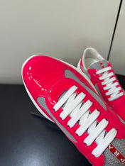 PRADA 26S SNEAKERS IN PINK PATENT CALFSKIN AND WHITE MESH