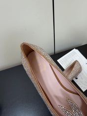 DIOR 26S POINTED-TOE HIGH HEELS 35MM IN NUDE SUEDE CRYSTAL